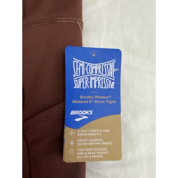 Brooks Women Size XXL Method 5” Short Tights Run Raisin Wicking 4 Way Stretch - Picture 9 of 9
